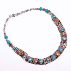 Collar Antiguo de Plata Tibetana con Turquesa y Coral para Mujer - Regalo de Boda - Product Image 4