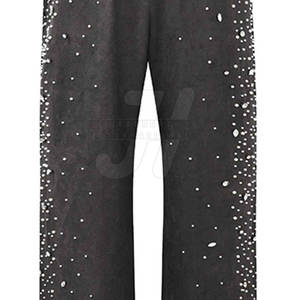 Pantalon de travail décontracté à quantité minimale de commande basse pour hommes en coton avec strass Pantalon taille haute et droit pour l'extérieur Pantalon avec strass pour hommes - Product Image 5