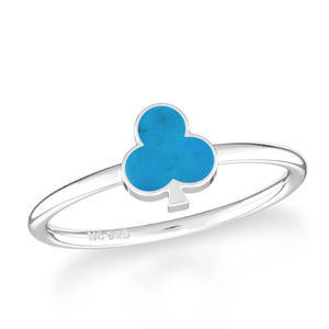 Argent Sterling 925 Classique Haute Finition Empilable Anneau Lunette Réglage Turquoise Gemme Club Forme Tranche Naturelle Fantaisie À La Mode - Product Image 1