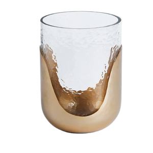 Milieu du siècle haute qualité plaqué or métal ouragan bougeoir article décoratif pour la maison pour noël prix de gros - Product Image 1