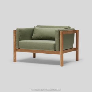 Sillas de jardín, 110x88x77, hechas de madera de teca antigua de calidad con asientos y respaldos de espuma gruesa y tela suave - Product Image 1