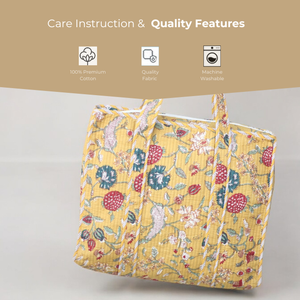 กระเป๋าผ้าควิลท์ทำจากผ้าฝ้ายพิมพ์ด้วยมือขนาดใหญ่แบบกลับด้านได้เป็นมิตรกับสิ่งแวดล้อมยั่งยืนทนทานถุงช้อปปิ้งสำหรับร้านขายของชำ - Product Image 2