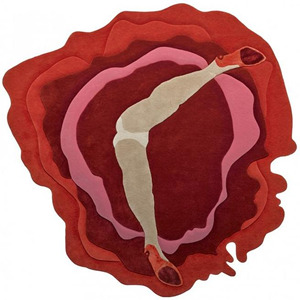 Alfombra Moderna de Diseño Personalizado con Forma Floral Abstracta Roja, Alfombra de Pelo Largo con Motivos Figurativos, Decoración para el Hogar, Regalo de Navidad - Product Image 4