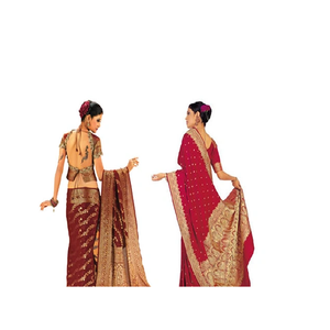 Sari en soie douce pour femmes Keshari de Shivam Arts, sur mesure, avec motif brodé, élégant, formel, été, options de couleur personnalisées - Product Image 1