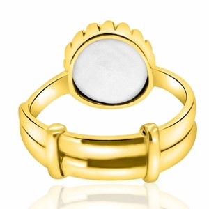 Bague ajustable certifiée en pierres précieuses astrologiques avec sertissage Panchdhatu et perle d'eau douce (Moti) 3.25-12.25 Ratti - Product Image 3