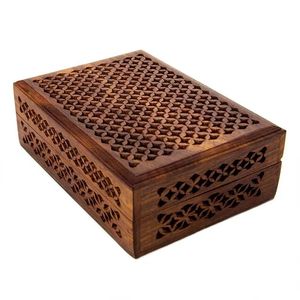 Minimal wooden storage <b>box</b> <b>with</b> double <b>lid</b> modern organizer container decorative keepsake holder multipurpose natural wood case - Product Image 3