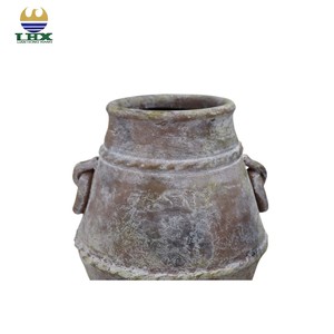 Vase <span class=keywords><strong>en</strong></span> céramique aspect <span class=keywords><strong>terre</strong></span> <span class=keywords><strong>cuite</strong></span> fait à la main <span class=keywords><strong>avec</strong></span> poignées pot de poterie rustique intérieur extérieur maison jardin décor pièce maîtresse - Product Image 2