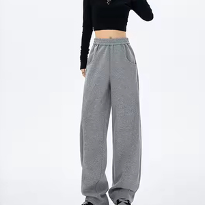 Pantalones Deportivos de Cintura Alta de Moda para Invierno 2025, Pantalones Anchos de Pierna Recta para Mujer, Talla Grande, Cintura Elástica, Transpirables, 100% Algodón - Product Image 2