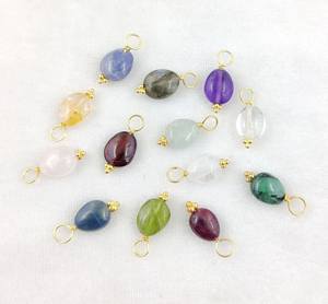 Pendentif en pierre naturelle lisse, collier et Bracelet en Vermeil doré - Product Image 2