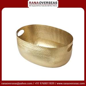 Super Quality Hammered Metal Beverage <b>Ice</b> Tub With Handle & Golden Polished Customized Shape & Size at Sale Price - Product Image 2
