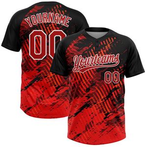 Camiseta de Béisbol/Sóftbol Personalizada con Letras Texturizadas Rojas, Sublimación, 2 Botones, 100% Poliéster, Transpirable, Secado Rápido, Unisex, para Club - Product Image 1