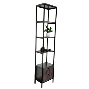 Étagère compacte en bois de caoutchouc avec structure en fer KS68181, type sur pied pour salon - Product Image 1