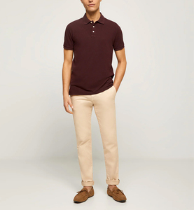 T-shirts de golf athlétiques personnalisés en coton respirant à manches courtes anti-rides tissu tricoté motif solide pour la conception de polo vente en gros - Product Image 3