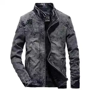 Edge Denim custom black leather wax waxed coat jeans denim men jacket for men