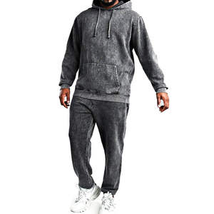 Conjunto Deportivo de Hombre con Sudadera y Pantalones Jogger con Lavado Ácido, Ropa Deportiva de Invierno con Forro Polar, Logotipo Personalizado, Venta al Por Mayor, Calidad de Exportación OEM - Product Image 1