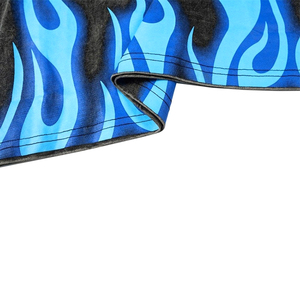 T-shirt en coton anti-rétrécissement délavé à l'acide 300Gsm pour homme 100% sérigraphié avec motif flamme épaules tombantes coupe surdimensionnée" - Product Image 2