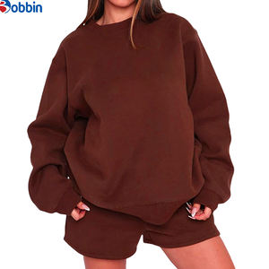 Ensemble sweat-shirt et short pour femme, automne-hiver, sur mesure, nouveau commerce, grande taille, mélange coton et polyester, col rond, ensemble 2 pièces - Product Image 4