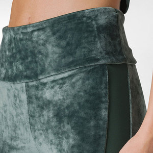 100% coton femmes lavage à l'acide Stretch sport pantalons de course taille haute ascenseur gymnastique Fitness entraînement collants cravate teinture Yoga Leggings - Product Image 6