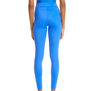 Venta al por mayor de alta cintura de nylon Spandex Yoga Leggings patrón sólido duradero pantalones de entrenamiento para las mujeres con cintura elástica - Product Image 3