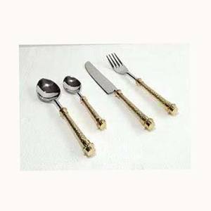 Juego de cubiertos de acero inoxidable de alta calidad con mango dorado hecho a mano, cubiertos con acabado de níquel plateado para restaurante o boda - Product Image 1