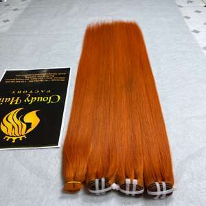Extensiones de Cabello Humano Vietnamita Virgen Liso Natural Color Naranja de 3 Piezas y 32 Pulgadas con Cutícula Preservada, Doble Trama y Puntas Gruesas - Product Image 2