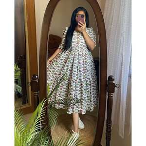 Vestido acampanado elegante para mujer, manga corta, bloque de mano, estampado, verano, iglesia, carrera, oficina, ocasiones formales, elegante, Oficina para mujer - Product Image 1