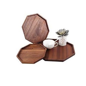 Bandeja de servicio de madera decorativa hecha a mano restaurante Hotel forma personalizada bandeja de servicio de madera Natural - Product Image 1