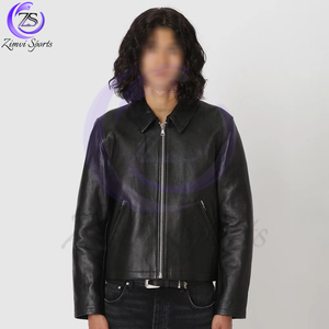 Nouveaux vêtements d'extérieur à la mode réchauffer sur mesure classique qualité adulte vêtements d'extérieur fermeture éclair élégant à manches longues veste en cuir Pu pour hommes - Product Image 1
