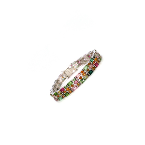 Pulseras DE TENIS CZ de Plata de Ley 925 de turmalina múltiple hechas a mano para mujer, pulsera femenina para fiestas y regalos - Product Image 1