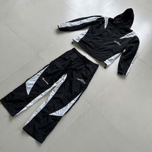Wholesale <b>Men's</b> Canvas Elastic Waist High Rhinestone Tracksuit Oversized Boxy Hoodie & Flared Sweatpants - Product Image 5