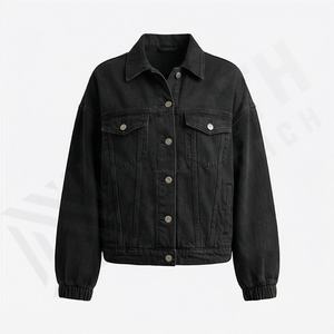 Oversize Drop Shoulder Streetwear Denim Jacket Women Latest Adjustable Color Block Jean Coat Stylish Outerwear Customized Color - Product Image 1