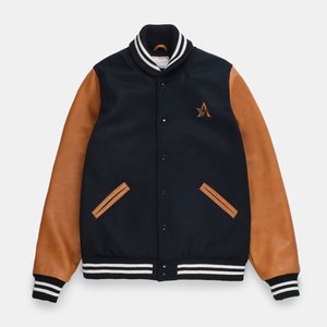 แจ็คเก็ตหนังทรง Letterman สไตล์วิทยาลัย ตกแต่งอย่างมีสไตล์ เหมาะสำหรับฤดูหนาว สำหรับผู้ชาย - Product Image 1