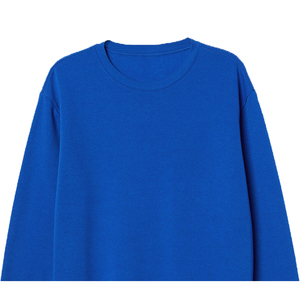 เสื้อสเวตเชิ้ตผู้หญิงแบบคอกลม สีน้ำเงิน ผลิตจากผ้าฟลีซที่เป็นมิตรต่อสิ่งแวดล้อม ระบายอากาศได้ดี กันลม ผลิตจากโพลีเอสเตอร์/คอตตอน 340 กรัม เหมาะสำหรับฤดูหนาว แขนยาว ผ้าถักเนื้อแน่น - Product Image 4