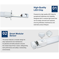 Lámpara LED Tri-Proof con Sensor de Movimiento PIR IP65, 30W, 2 Pies/4 Pies, Enlazable, Resistente al Agua, Alto Lumen, para Estacionamiento y Pasillo