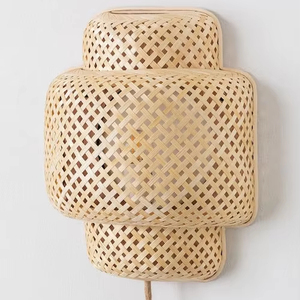 โคมไฟติดผนังไม้ไผ่สไตล์วินเทจแบบเรียบง่ายสไตล์2024โคมไฟ LED สำหรับบ้านโรงแรมร้านอาหารของตกแต่งห้องน้ำที่มีรูปสี่เหลี่ยมจัตุรัส - Product Image 1