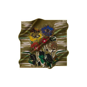 Écharpe en crêpe de soie carrée dessinée à la main 90x90cm - Product Image 1