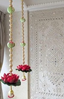 Manik-manik Lotus busa gantung Ganesh Puja Dekorasi Pernikahan India Garland Holi Diwali bunga kursi String rumah hangat panggung latar belakang