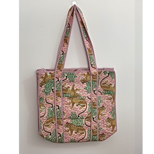 Bolso de mano acolchado de algodón con estampado de bloques a mano para mujer, bolso de hombro bohemio, bolsos de mano acolchados Kantha Stitch - Product Image 2