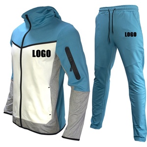 Survêtement de Jogging à capuche avec cordon de serrage pour hommes de haute qualité 100% coton solide respirant léger tenue de sport d'hiver contraste - Product Image 1