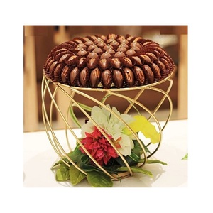 Two <b>Tier</b> Round Shape Eco-Friendly Dessert Decorators <b>Cake</b> Snacks Serving <b>Stand</b> in Metal Gold Color for Home Usage - Product Image 4