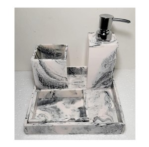 Juego de Baño de Resina Epoxi de Lujo Hecho a Mano, Incluye Dispensador de Jabón y Vaso, Efecto Mármol, Resina Impermeable y Pulida - Product Image 6