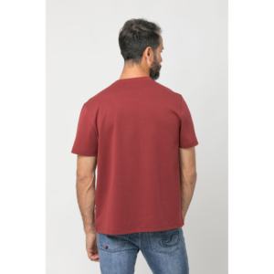 Gran oferta, Camiseta básica de algodón XXL para hombre, cómoda, uso diario, moda informal, manga corta, rojo granate, 200 gramos, peso de tela - Product Image 4
