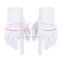 Guante de Golf Premium para Hombre, para Todo Clima, Blanco/Negro, Nailon, Piel de Canguro, Poliéster, Agarre de Piel de Oveja, para Condiciones Húmedas y Secas