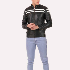 Chaqueta de cuero para hombre de embalaje personalizado hecha en Stitchmode de Pakistán de alta calidad, chaqueta de motorista para hombre de peso pesado de nuevo estilo - Product Image 4