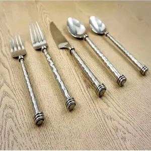 Ensemble de couverts en laiton avec finition nickelée conception de badminton couteau argenterie ustensiles de cuisine ensemble de salle à manger de mariage de table - Product Image 2