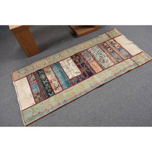 Alfombra de lana de retazos azul ecléctico 2,7X5,8 pies tejido plano turco para sala de estar o pasillo para adolescentes - Product Image 2