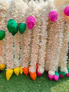 Guirnaldas de jazmín blanco con brotes de loto de madera Sola con hogar natural del sur de la India, botánico, decoración de bodas - Product Image 2