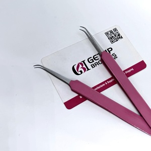 Pinzas Profesionales para Extensión de Pestañas, Curvadas y Delgadas, con Doble Brazo y Recubrimiento en Polvo Rosa, Punta Plateada, con Logotipo Personalizado, Instrumento de Belleza - Product Image 6