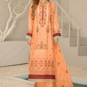 ชุดชัลวาร์ Kameez ปักลายสไตล์ปากีสถานและอินเดียคอลเลกชั่นสนามหญ้าแบบหรูหราใหม่ - Product Image 1