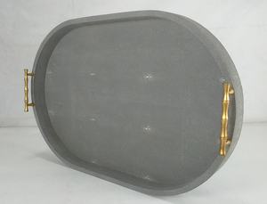 ถาดเก็บของทรงรีลายหนังปลาฉลามเทียม รุ่น DPC 095 ขนาด 0.58x0.38x0.065 นิ้ว พร้อมหูจับ สำหรับเสิร์ฟชา/อาหาร - Product Image 3